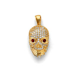 14K Yellow Gold CZ Skull Pendant