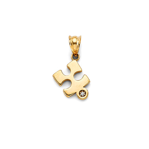 14K Yellow Gold CZ Puzzle Pendant