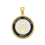 14K Yellow Gold US Navy Double Sided Pendant