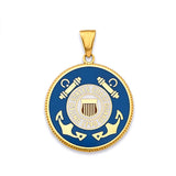 14K Yellow Gold US Coast Guard Double Sided Pendant