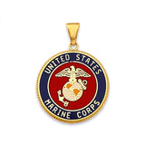 14K Yellow Gold US Marine Double Sided Pendant