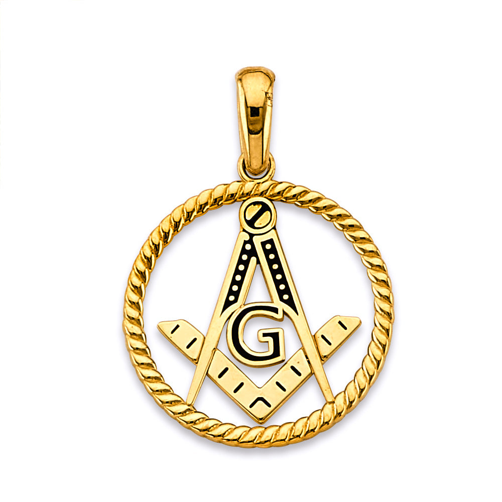 14K Yellow Gold Masonic Symbol Pendant