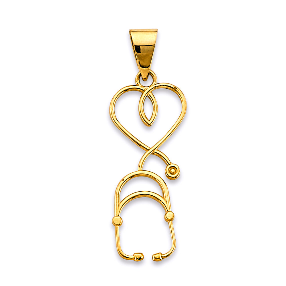 14K Yellow Gold Stethoscope Pendant