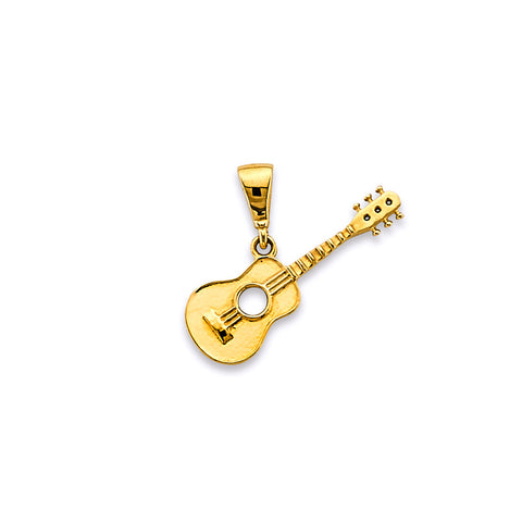 14K Yellow Gold 20mm Guitar Pendant