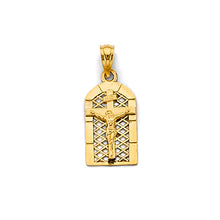 Load image into Gallery viewer, 14K Two Tone Gold Framed Crucifix Pendant