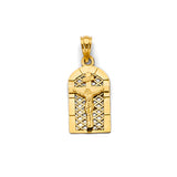 14K Two Tone Gold Framed Crucifix Pendant