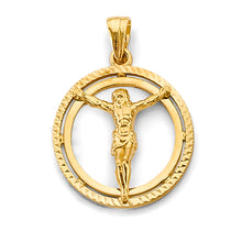 Load image into Gallery viewer, 14K Yellow Gold Round Jesus Christ Body Pendant