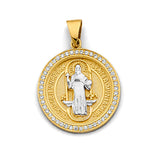 14K Two Tone Gold CZ San Benito Pendant