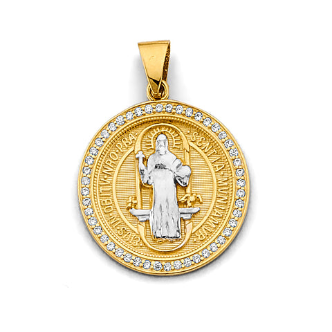 14K Two Tone Gold CZ San Benito Pendant