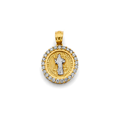 14K Two Tone Gold CZ Small San Benito Pendant