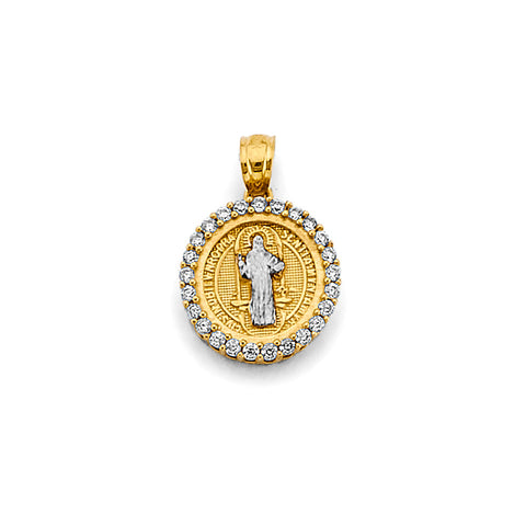 14K Two Tone Gold CZ Small San Benito Pendant