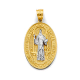 14K Two Tone Gold Small Oval San Benito Pendant