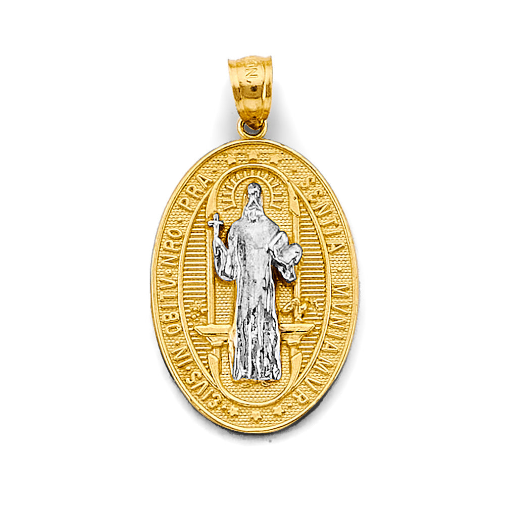 14K Two Tone Gold Oval San Benito Pendant