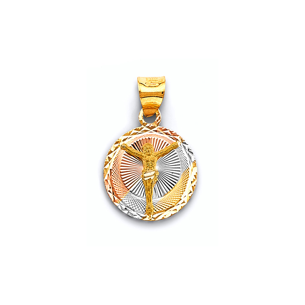 14K Tri Color Gold Stamp Guadalupe Pendant