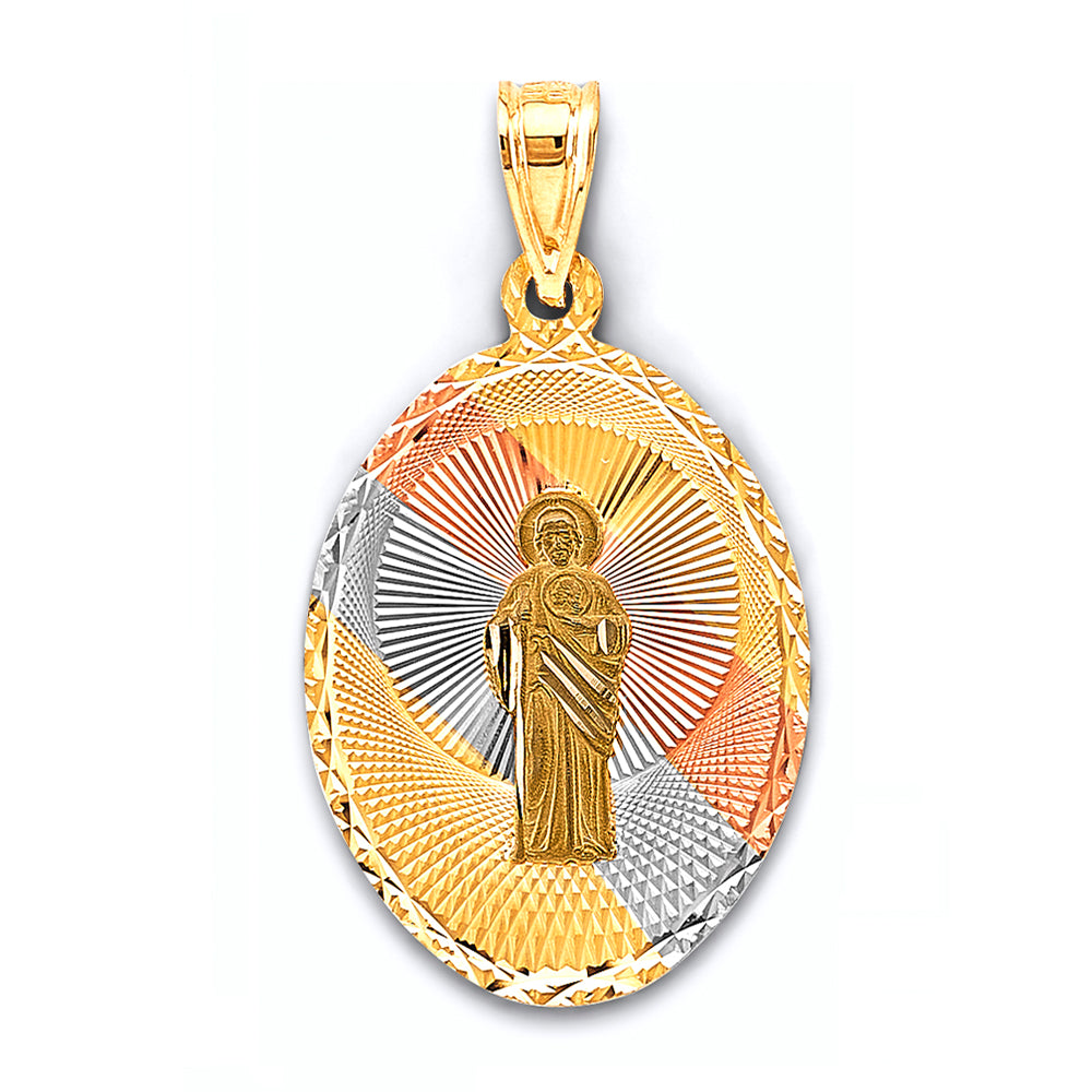 14K Tri Color Gold Stamp St. Jude Thaddeus Pendant