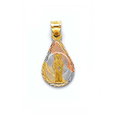 14K Tri Color Gold Stamp St. Jude Thaddeus 23mm Pendant