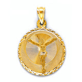 14K Yellow Gold Stamp Jesus Christ 28mm Pendant