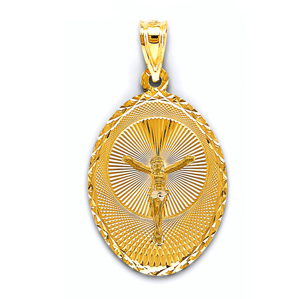 14K Yellow Gold Stamp Jesus Christ 23mm Pendant