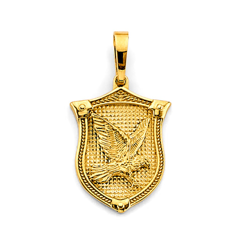 14K Yellow Gold Shield With Eagle Pendant