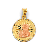 14K Two Tone Gold Stamp St. Jude Pendant