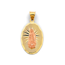 Load image into Gallery viewer, 14K Two Tone Gold Oval Stamp Guadalupe Pendant