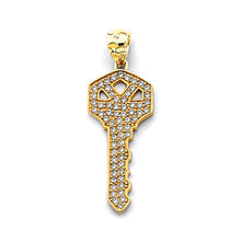 Load image into Gallery viewer, 14K Yellow Gold CZ Key Pendant