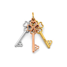 Load image into Gallery viewer, 14K Tri Color Gold Key Pendant