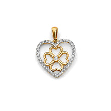 Load image into Gallery viewer, 14K Two Tone Gold CZ Heart Flower Pendant