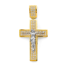 Load image into Gallery viewer, 14K Two Tone Gold CZ Crucifix Cross Pendant