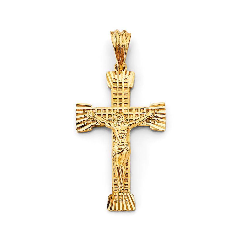 14K Yellow Gold Fancy Crucifix Cross Pendant