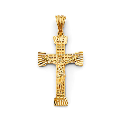 14K Yellow Gold Fancy Crucifix Cross Pendant