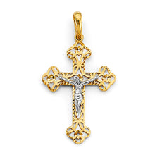 Load image into Gallery viewer, 14K Two Tone Gold 23mm Crucifix Cross Pendant