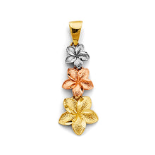 Load image into Gallery viewer, 14K Tri Color Gold 3 Flowers Pendant