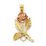 14K Two Tone Gold Flower Pendant