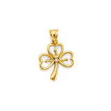 14K Yellow Gold CZ Clover Pendant