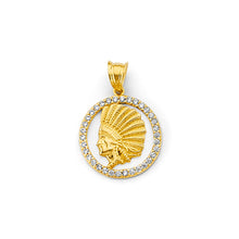 Load image into Gallery viewer, 14K Yellow Gold CZ Indian Pendant