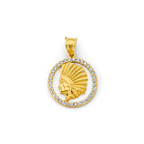 14K Yellow Gold CZ Indian Pendant