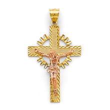 Load image into Gallery viewer, 14K Tri Color Gold Crucifix Cross Pendant