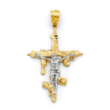 Load image into Gallery viewer, 14K Two Tone Gold 35mm Crucifix Cross Pendant