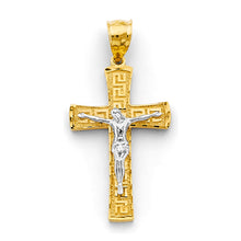 Load image into Gallery viewer, 14K Two Tone Gold Greek Crucifix Cross Pendant