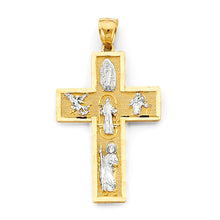 Load image into Gallery viewer, 14K Two Tone Gold 25mm Religious Cross Pendant