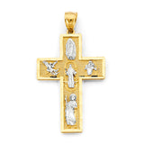 14K Two Tone Gold 25mm Religious Cross Pendant