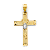 14K Two Tone Gold 20mm Religious Cross Pendant