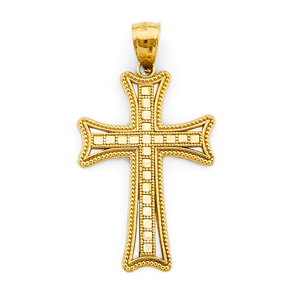 14K Yellow Gold 20mm Fancy Cross Pendant