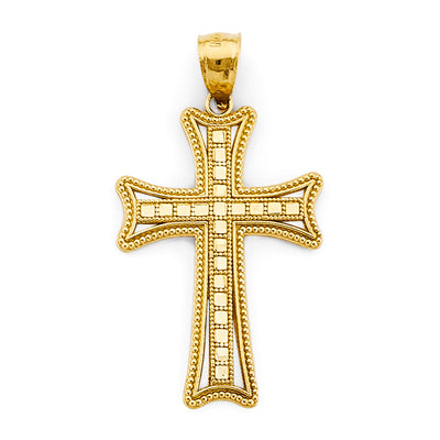 14K Yellow Gold 20mm Fancy Cross Pendant