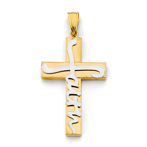 14K Two Tone Gold Faith Cross Pendant