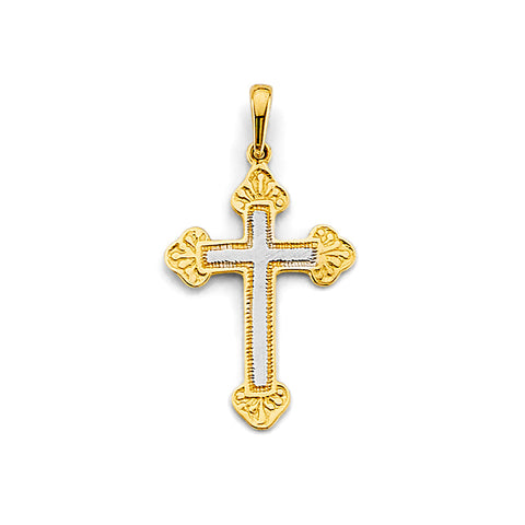 14K Two Tone Gold 15mm Cross Pendant