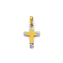 Load image into Gallery viewer, 14K Two Tone Gold Small Cross Pendant