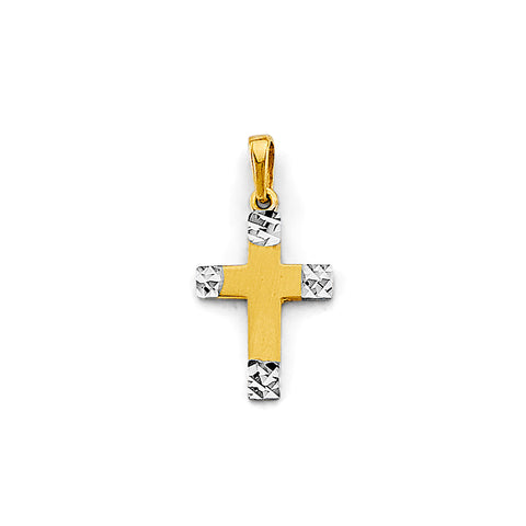 14K Two Tone Gold Small Cross Pendant