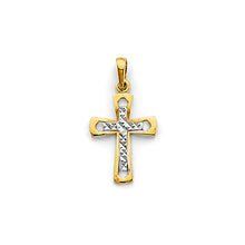 Load image into Gallery viewer, 14K Two Tone Gold 10mm Small Cross Pendant